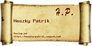 Heszky Patrik névjegykártya